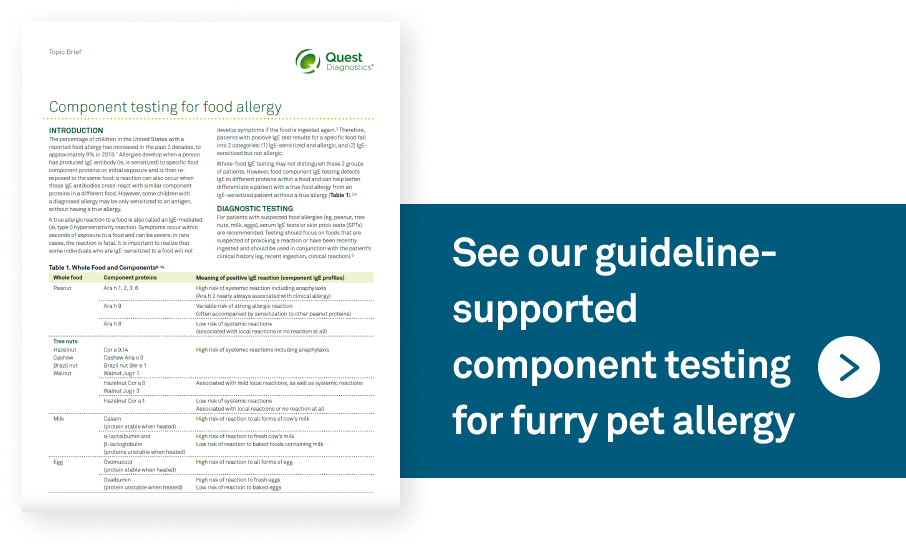 See our guideline-supported component testing for furry pet allergy