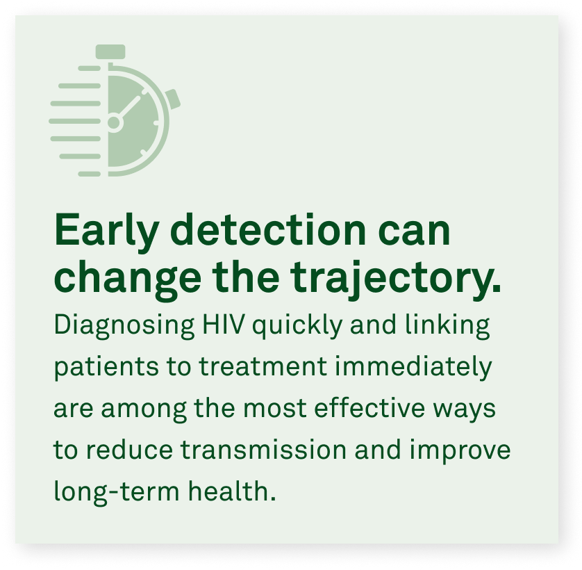 Early detection can change the trajectory. Diagnosing HIV quickly and linking patients to treatment immediately are among the most effective ways to reduce transmission and improve long-term health.